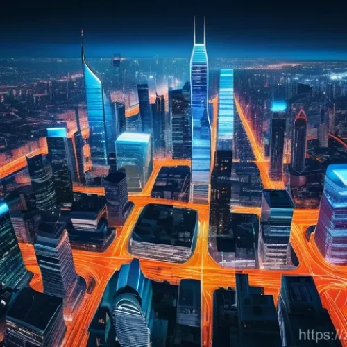 재무위험관리사가 알아야 할 빅데이터 개념 - **Prompt:** A sprawling, futuristic cityscape viewed from a high vantage point at night. The city is...