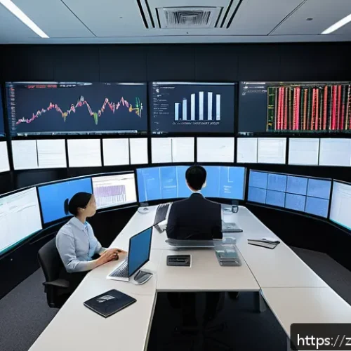 FRM 과목별 기출문제 분석 - A modern financial risk management office scene showing a diverse group of professionals analyzing c...