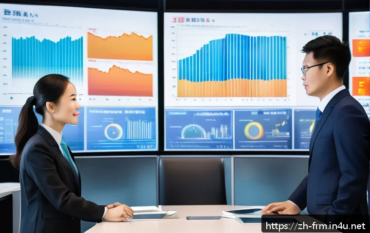 재무위험관리사가 알아야 할 금융 규제 변화 - A modern corporate office environment showcasing a diverse team of Chinese professionals in business...