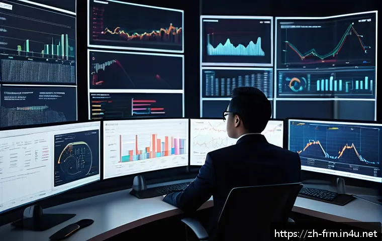 재무위험관리사와 관련된 최신 뉴스 - A modern financial risk manager in a sleek office environment, analyzing complex data visualizations...
