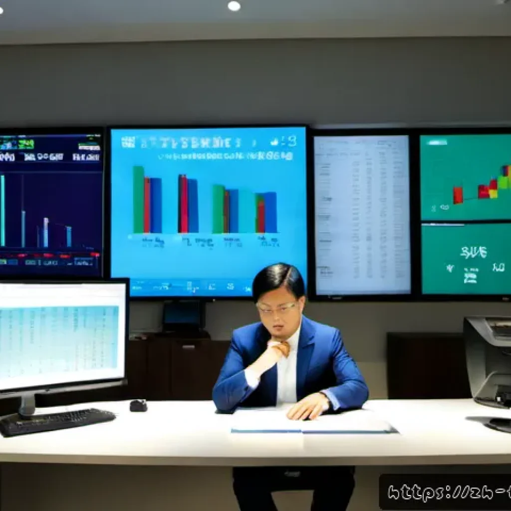 재무위험관리사 직무에서의 의사결정 과정 - Photorealistic financial risk manager in a modern Shanghai corporate office, seated at a clean desk ...